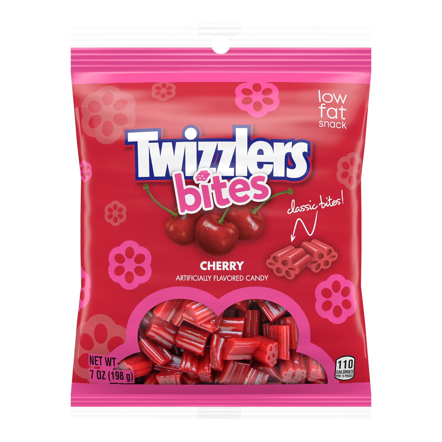 TWIZZLERS Bites Cherry Flavored Chewy Candy, Low Fat, 7oz Bag