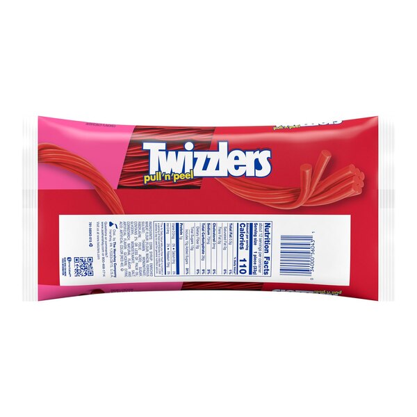Twizzlers Pull N' Peel Cherry Flavored Licorice Style, Low Fat Candy Bag, 14 oz