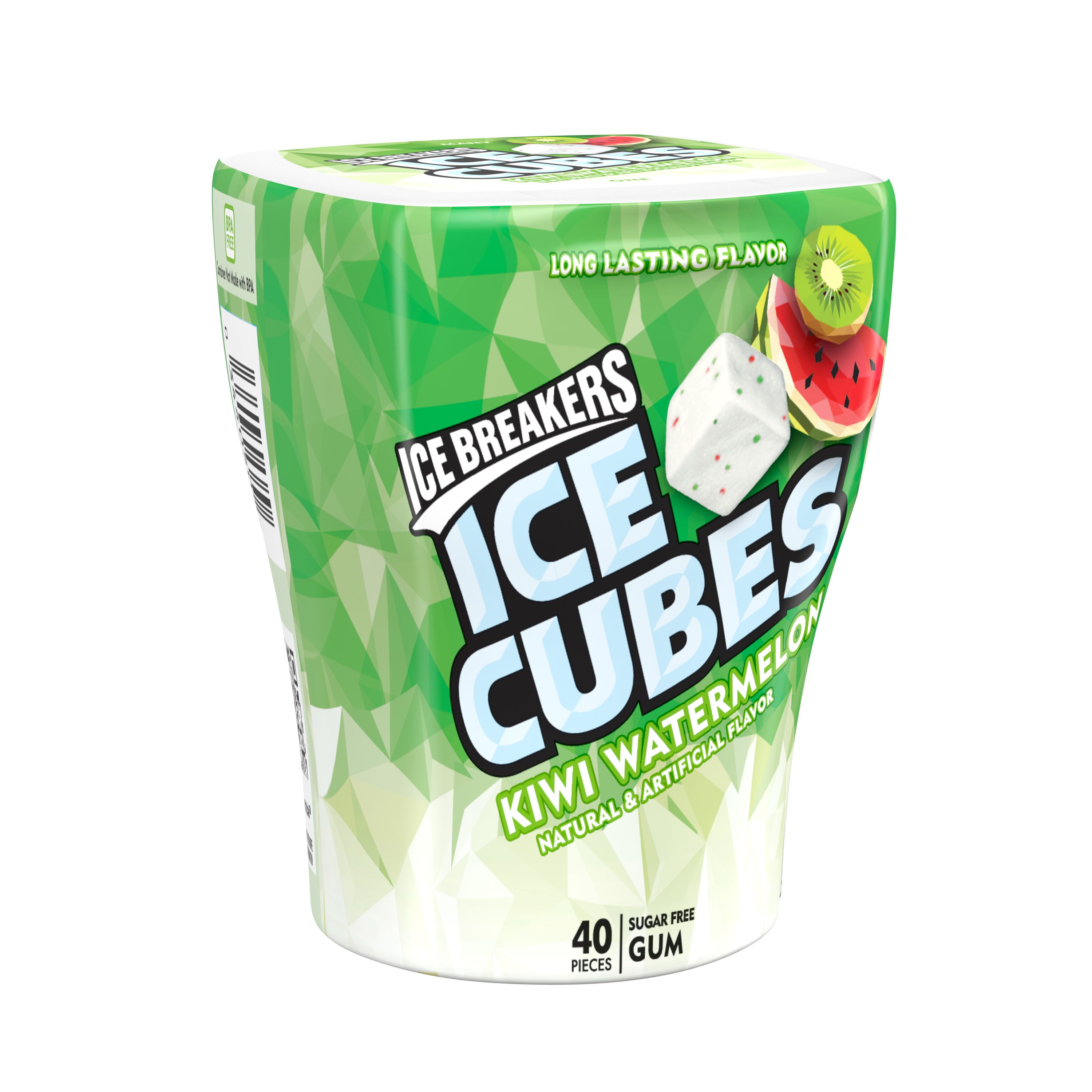 Ice Breakers Ice Cubes - Chicles sin azúcar, Kiwi Watermelon, 3.24 oz