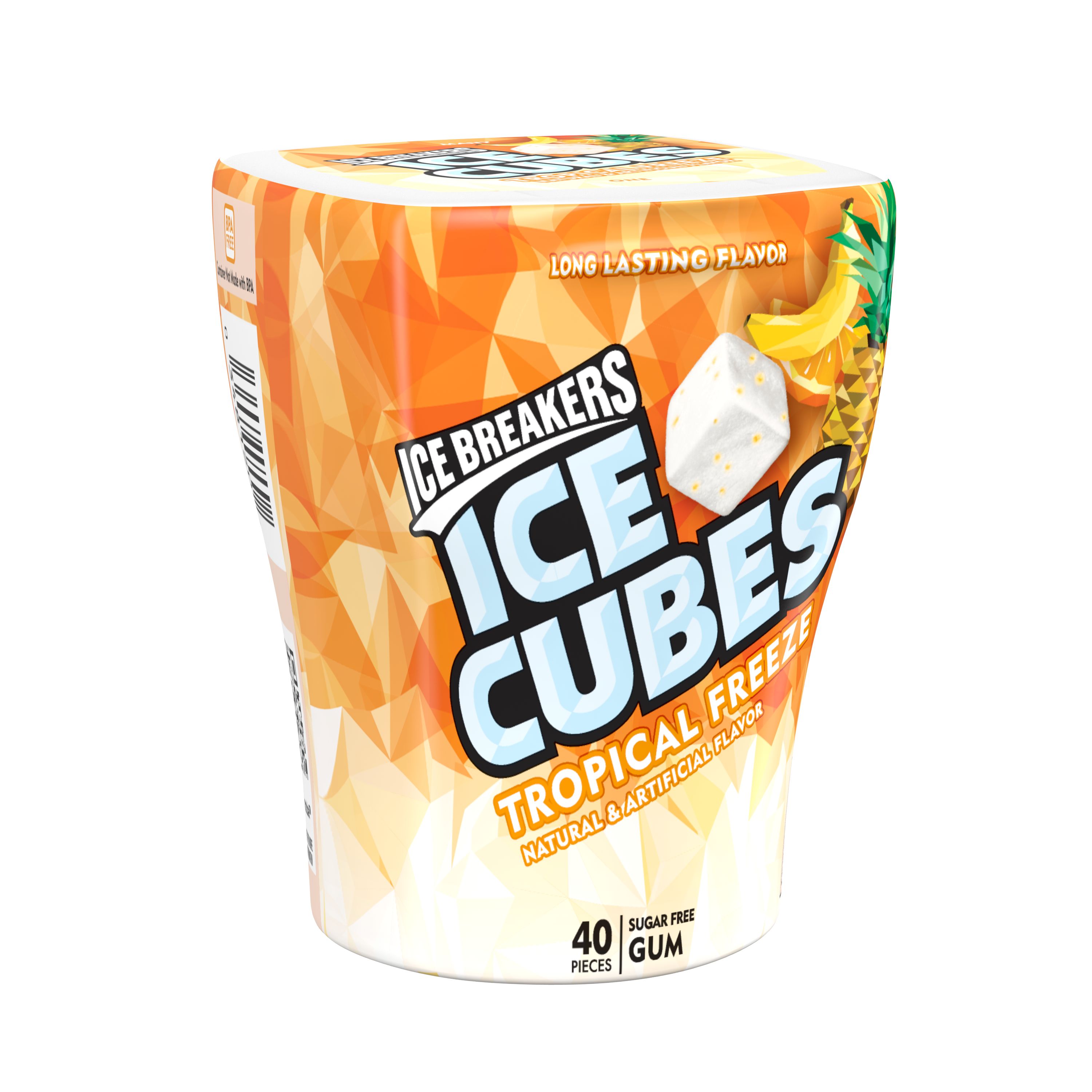 Ice Breakers Ice Cubes, Tropical Freeze, Sugar Free Gum, 40 Pieces, 3.24 OZ