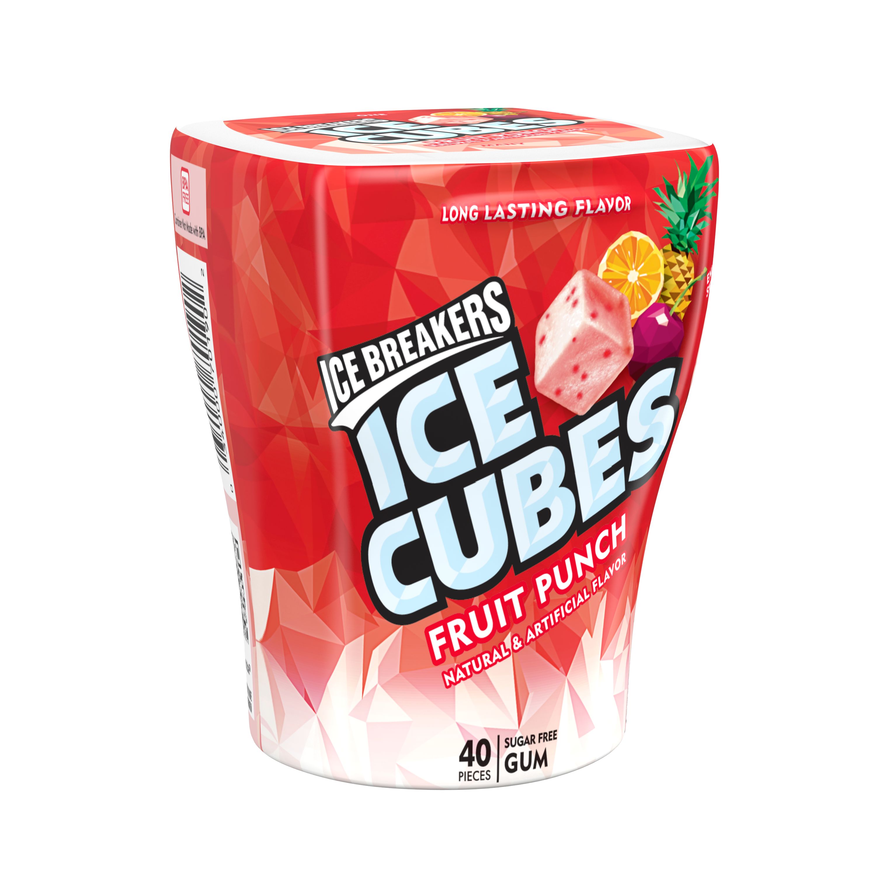 Ice Breakers Ice Cubes Sugar Free Fruit Punch Gum, 40 Pieces, 3.24 OZ