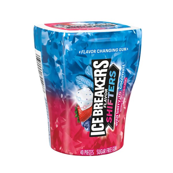 Ice Breakers Flavor Shifters Wild Berry to Coolmint Flavored Sugar Free Chewing Gum Bottle, 40 pcs, 3.24 oz