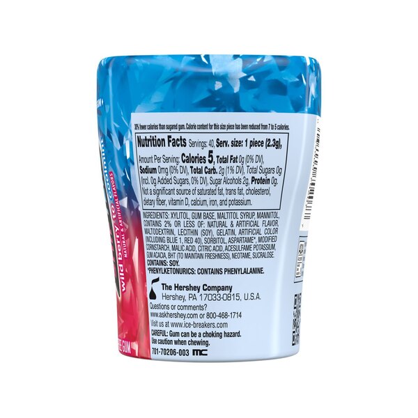 Ice Breakers Flavor Shifters Wild Berry to Coolmint Flavored Sugar Free Chewing Gum Bottle, 40 pcs, 3.24 oz