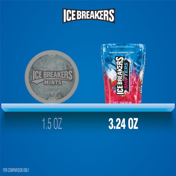 Ice Breakers Flavor Shifters Wild Berry to Coolmint Flavored Sugar Free Chewing Gum Bottle, 40 pcs, 3.24 oz