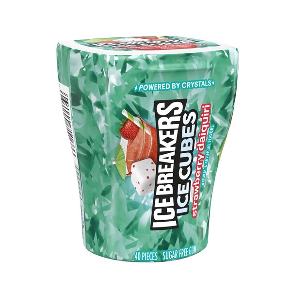Ice Breakers, Ice Cubes Strawberry Daiquiri Sugar Free Chewing Gum Bottle, 40 ct, 3.24 oz