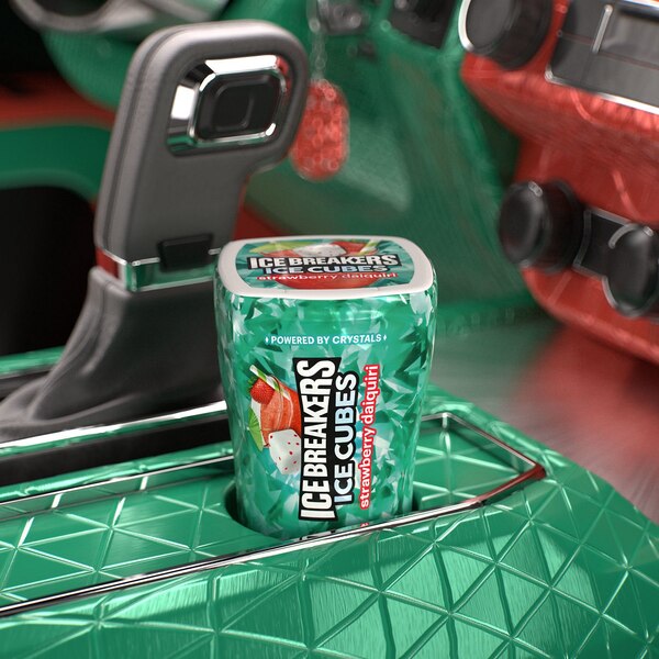 Ice Breakers, Ice Cubes Strawberry Daiquiri Sugar Free Chewing Gum Bottle, 40 ct, 3.24 oz