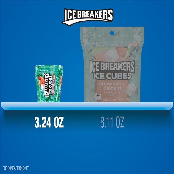 Ice Breakers, Ice Cubes Strawberry Daiquiri Sugar Free Chewing Gum Bottle, 40 ct, 3.24 oz
