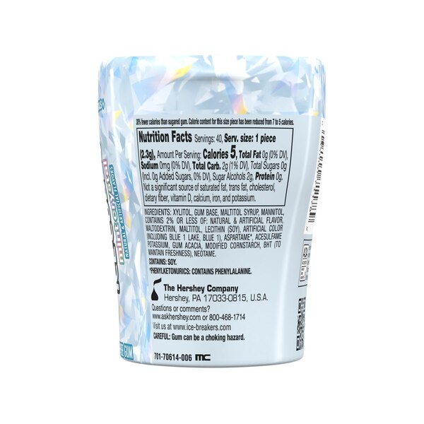 Ice Breakers, Ice Cubes Mint Crystal Flavored Sugar Free Chewing Gum, 40 ct, 3.24 oz