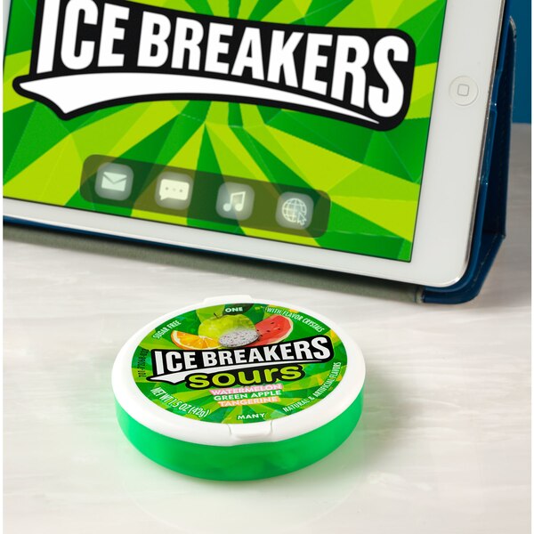 Ice Breakers Sours, Assorted Fruit Flavored Sugar Free Breath Mints, 1.5 Oz