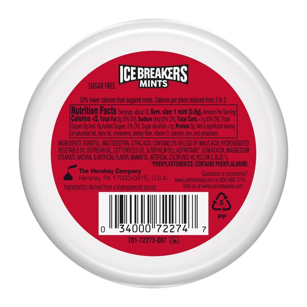 Ice Breakers Cherry Limeade Flavored Sugar Free Breath Mints, TIn, 1.5 oz