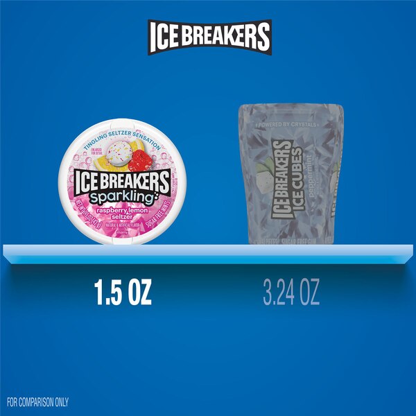 Ice Breakers, Sparkling Raspberry Lemon Seltzer Sugar Free Mints Tins, 8 ct, 1.5 oz