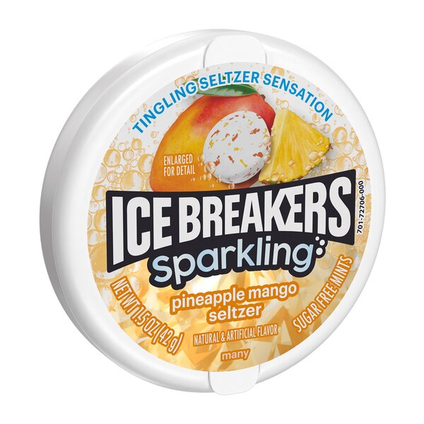 Ice Breaker Sparkling Pineapple Mango Sugar Free Mints Tins, 2.5 oz