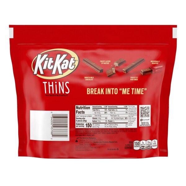 Kit Kat Thins Individually Wrapped Milk Chocolate Wafer Candy Bars, 7.37 oz