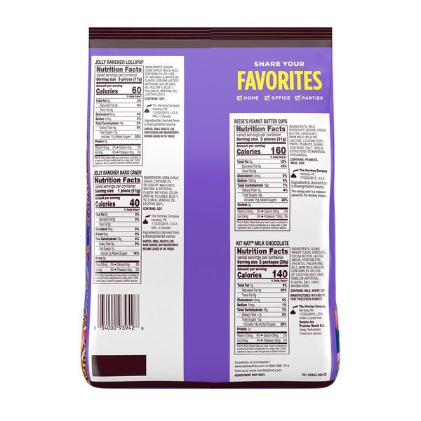 Reese's, Kit Kat And Jolly Rancher Sweets & Chocolate Assortment Snack Size Candy, 34.19 oz