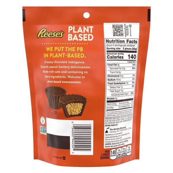 Reese's, Miniatures Plant Based Oat Chocolate Confection Peanut Butter Cups Candy, 4.5 oz