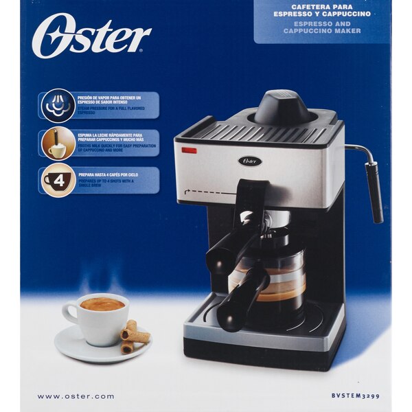 Oster Cappuccino and Espresso Maker Steam Pressure System, 4 Cup