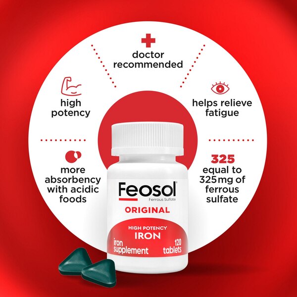 Feosol Ferrous Sulfate Iron Supplement Tablets, 120 CT