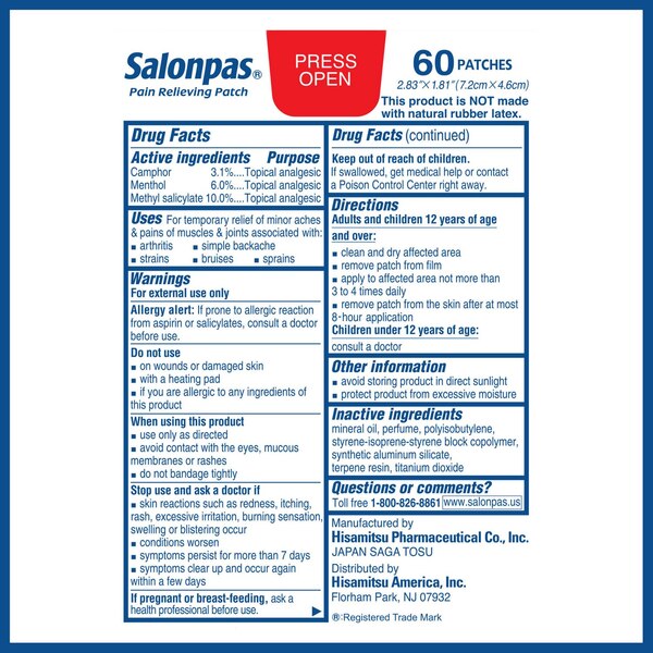 Salonpas Pain Relieving Patch