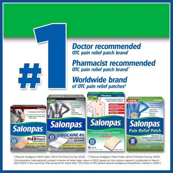 Salonpas Pain Relieving Patch, Large, 6 CT