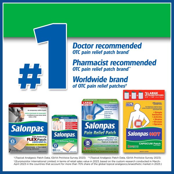 Salonpas Hot Capsicum Topical Analgesic Patches, 3 CT