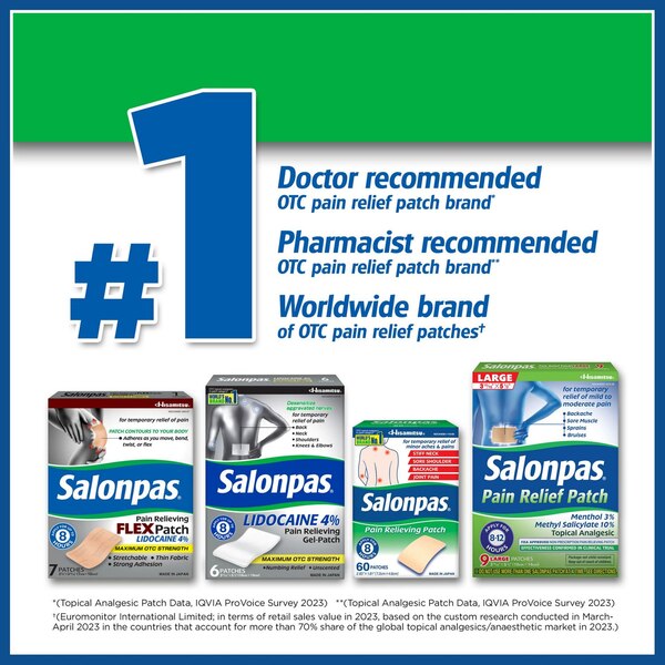 Salonpas Maximum Strength Lidocaine Gel Patches, 6 CT