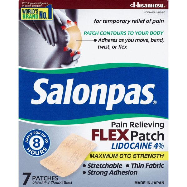 Salonpas Lidocaine Pain Relieving FLEX Patch, 7 CT