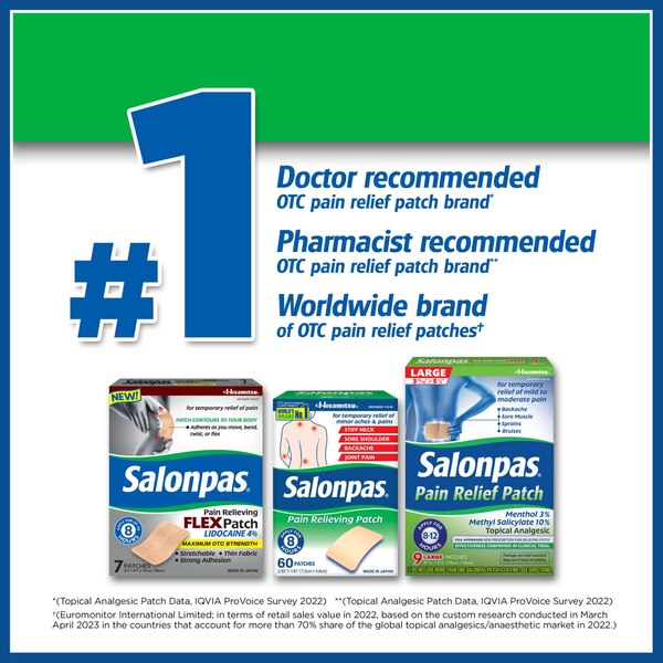 Salonpas Lidocaine Pain Relieving FLEX Patch, 7 CT