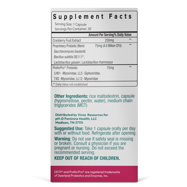 pH-D Women's Probiotic and Prebiotics with Cranberry, 30 CT