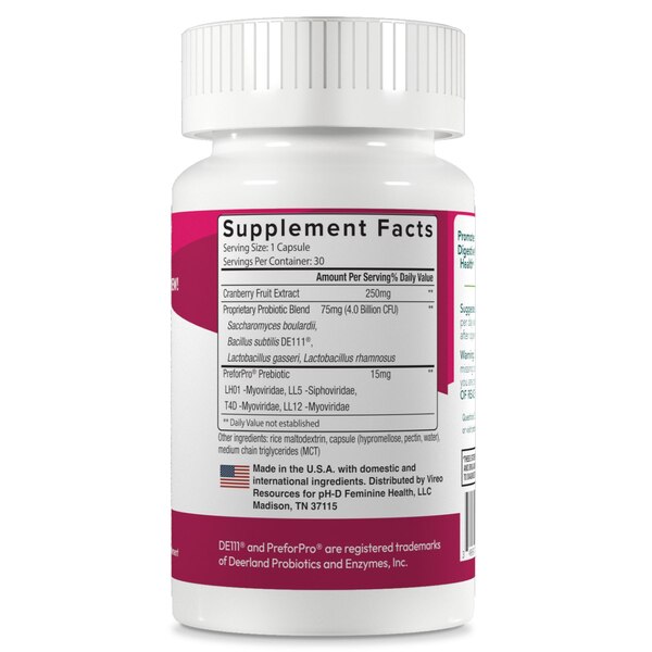 pH-D Women's Probiotic and Prebiotics with Cranberry, 30 CT