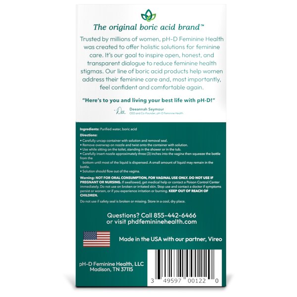pH-D Boric Acid Instant Vaginal Odor Rinse, 3 OZ, 2 CT