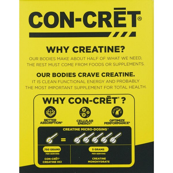 CON-CRET Patented Creatine HCI Lemon-Lime Powder, 1.62 OZ
