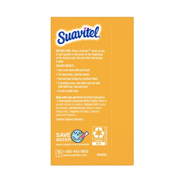 Suavitel Complete Dryer Sheets, Morning Sun, 70 CT