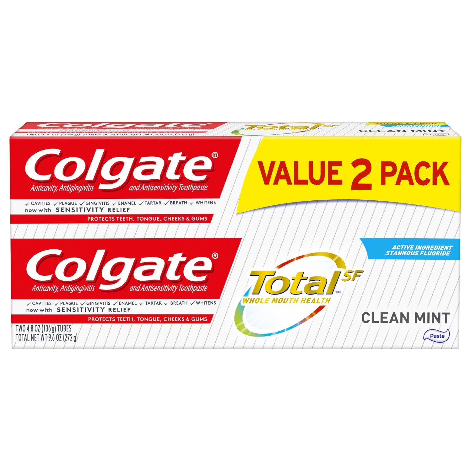 Colgate Total Active Prevention Toothpaste, Clean Mint, 5.1 OZ