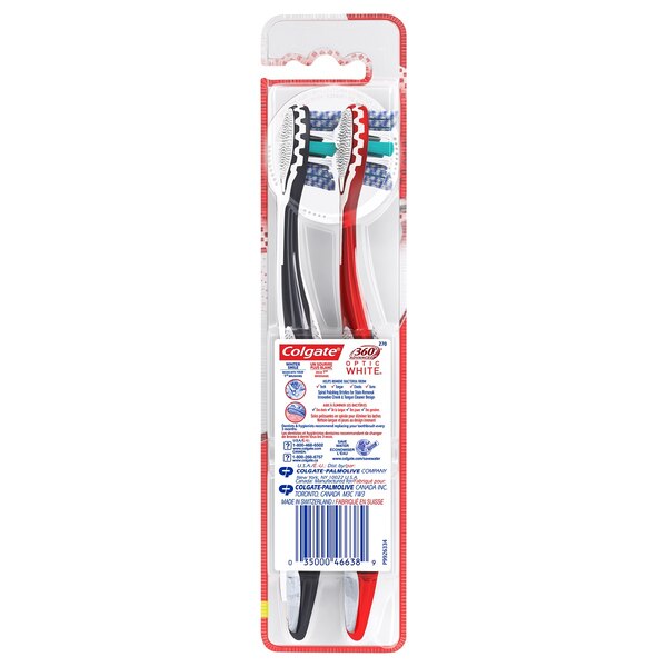 Colgate 360 Advanced Optic White Toothbrush, Medium Bristle