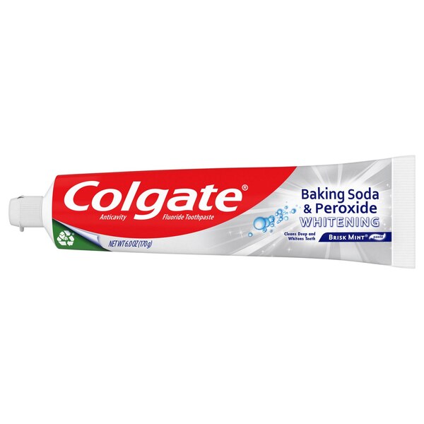 Colgate Baking Soda and Peroxide Whitening Toothpaste, Brisk Mint, 6 OZ, 3 Pack