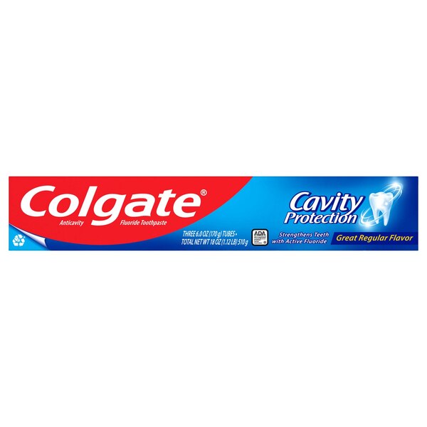 Colgate Cavity Protection Fluoride Toothpaste, Great Regular Flavor, 6 OZ, 3 Pack