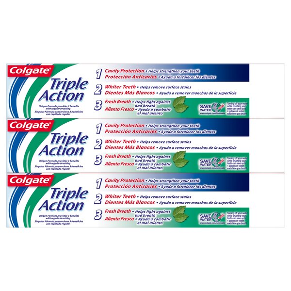 Colgate Triple Action Toothpaste, Original Mint, 6 OZ, 3 Pack