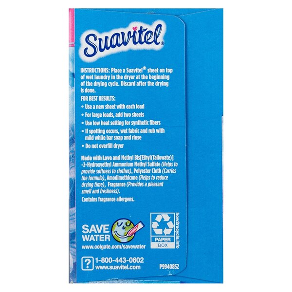 Suavitel Complete Fabric Conditioner Dryer Sheets, Field Flowers, 70 CT