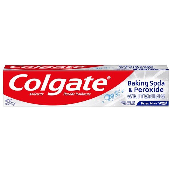 Colgate Baking Soda and Peroxide Whitening Toothpaste, Brisk Mint, 4 OZ