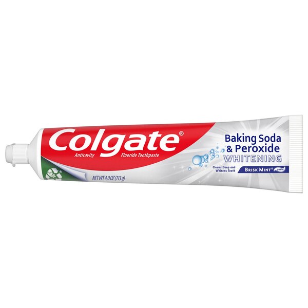 Colgate Baking Soda and Peroxide Whitening Toothpaste, Brisk Mint, 4 OZ