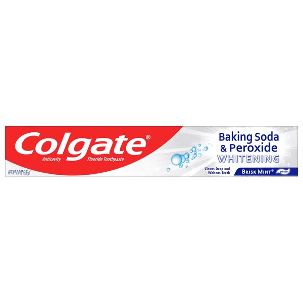 Colgate Baking Soda & Peroxide Toothpaste, Brisk Mint, 8.2 OZ