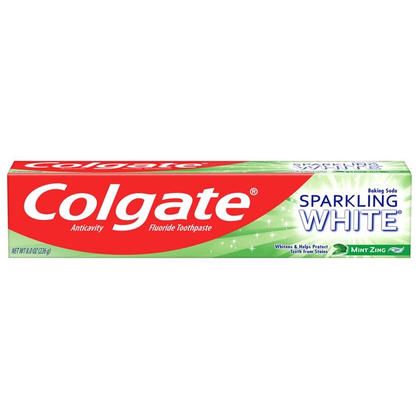 Colgate Anticavity Sparkling White Fluoride Toothpaste, Mint Zing, 8.2 O OZ