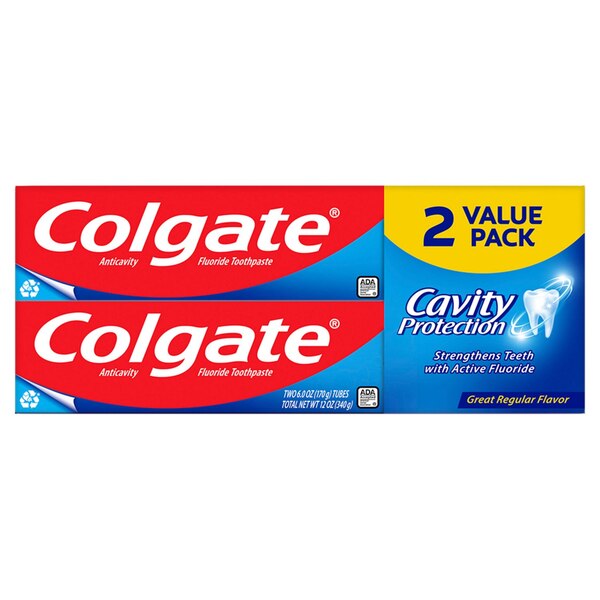 Colgate Cavity Protection Fluoride Toothpaste, Great Regular Flavor