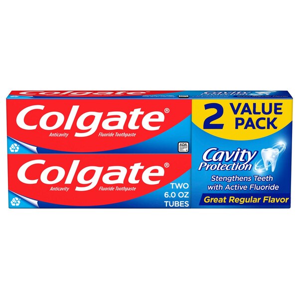 Colgate Cavity Protection Fluoride Toothpaste, Great Regular Flavor