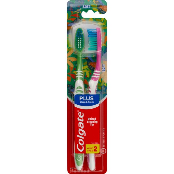 Colgate Plus Toothbrush Dual Cleaning Tip, 2 CT