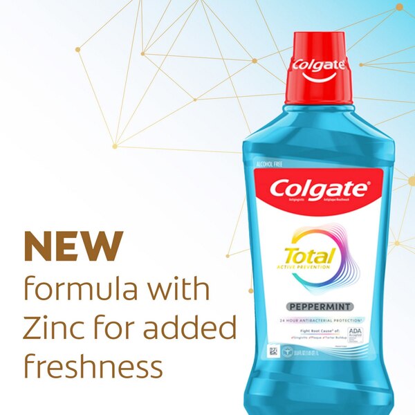 Colgate Total Antigingivitis Antiplaque Mouthwash, Alcohol-Free, Peppermint, 16.9 OZ