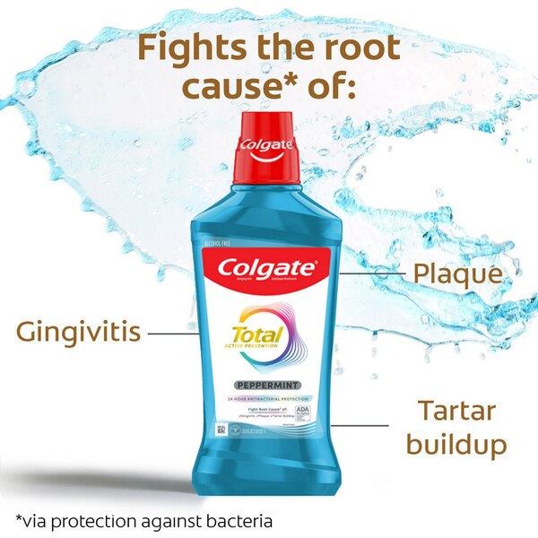 Colgate Total Antigingivitis Antiplaque Mouthwash, Alcohol-Free, Peppermint, 16.9 OZ
