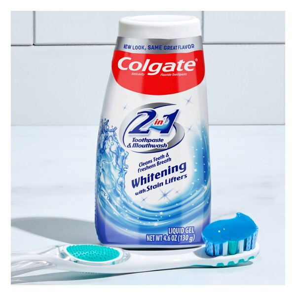 Colgate 2-in-1 Fluoride Toothpaste and Mouthwash, Whitening with Stain Lifters, Liquid Gel, 4.6 OZ