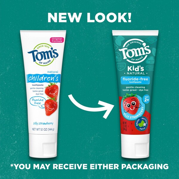 Tom's of Maine Kids Fluoride Free Toothpaste, Silly Strawberry, 5.1 OZ