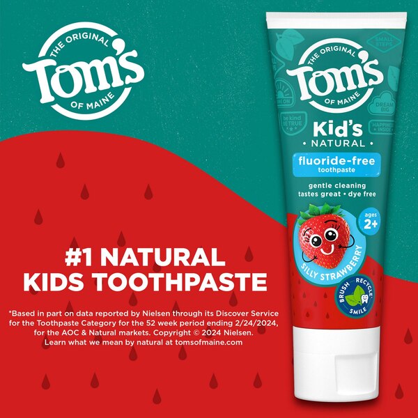 Tom's of Maine Kids Fluoride Free Toothpaste, Silly Strawberry, 5.1 OZ